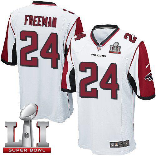 Nike Falcons #24 Devonta Freeman White Super Bowl LI 51 Youth Stitched NFL Elite Jersey